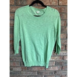 J. Crew  Neon Mint Green  Top Size Small 3/4 Sleeve, Crew Neck Light Knit